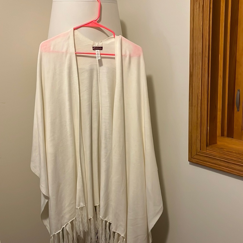 Merona White Shawl Poncho